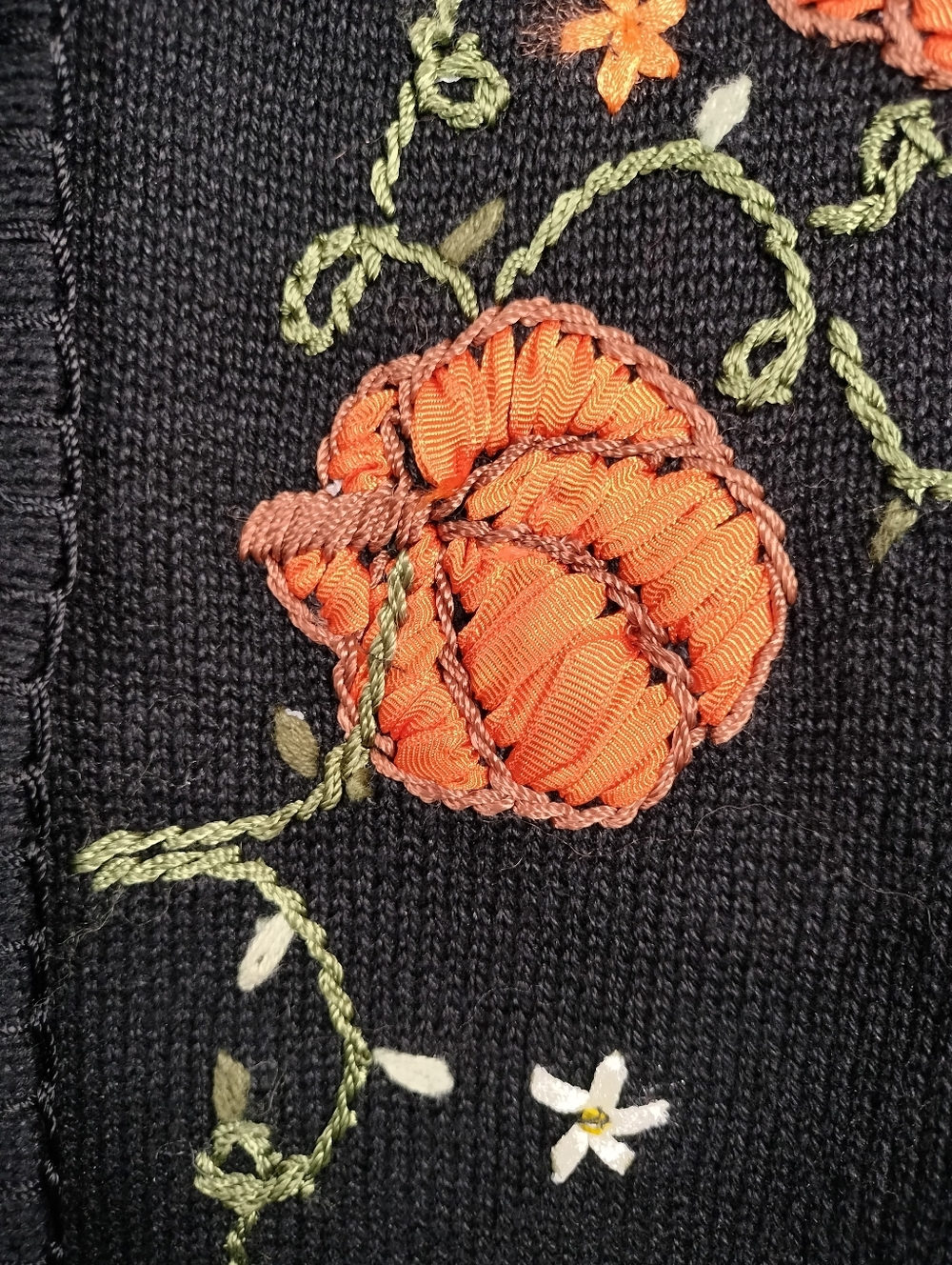 Vtg Arriviste Pumpkin Embroidered Sweater Vest L Halloween Fall Thanksgiving - Picture 10 of 11